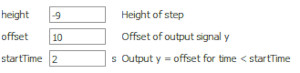 The parameter dialog of the step signal block