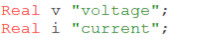 Variable declarations for voltage and current if the Real type is used